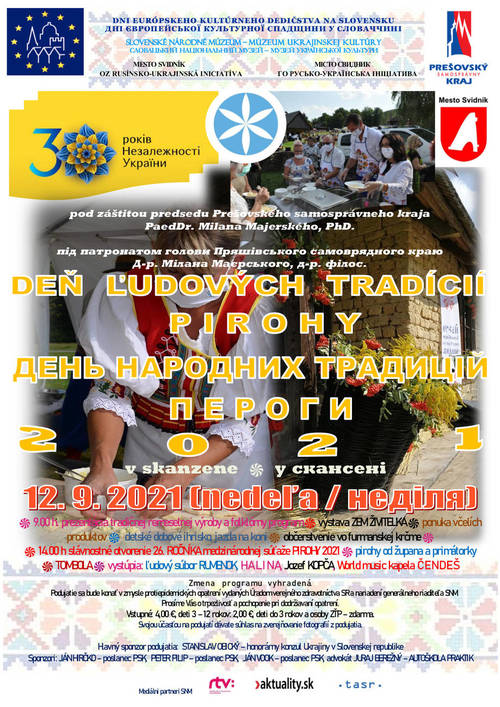 Plagát Deň ľudových tradícií a Pirohy 2021