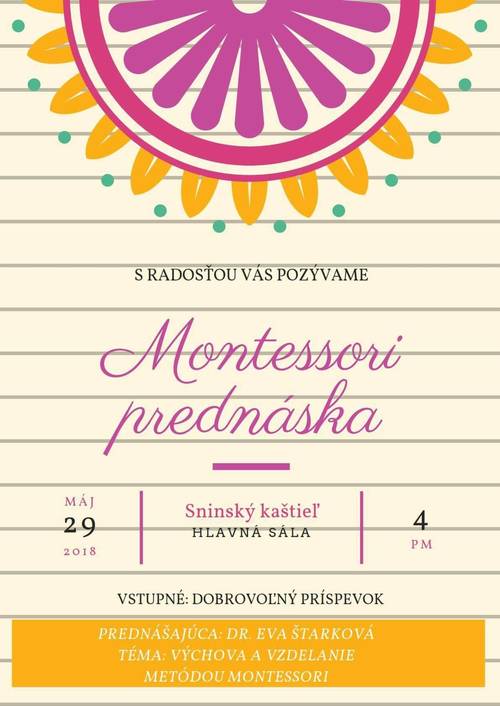 Plagát Montessori prednáška