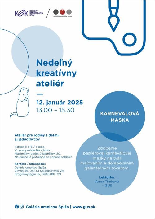 Plagát Nedeľný kreatívny ateliér / Karnevalová maska
