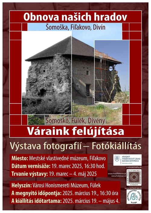 Plagát Obnova našich hradov – Šomoška, Fiľakovo, Divín