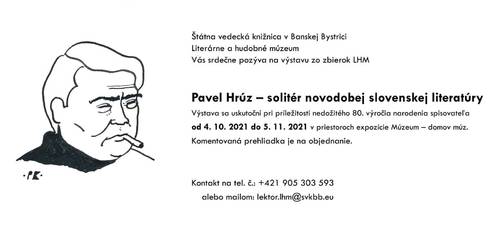 Plagát Pavel Hrúz - solitér novodobej slovenskej literatúry