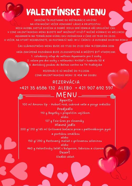 Plagát Valentínske menu