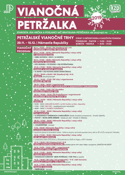 Plagát Vianočná Petržalka 2019
