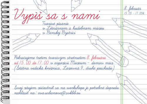 Plagát Vypíš sa s nami - workshop Tvorivého písania